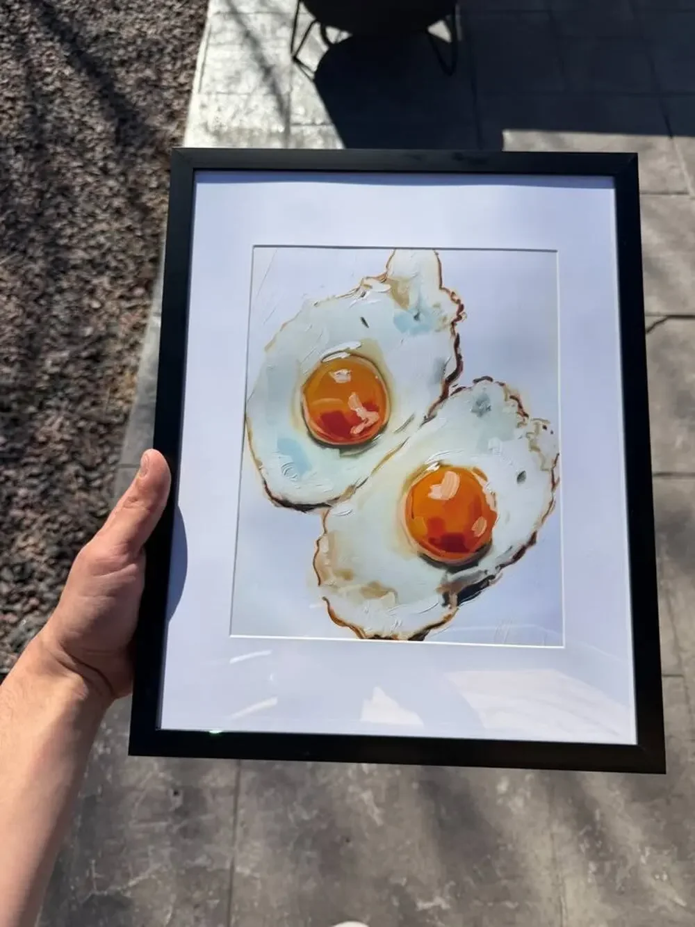 Framed Fried Eggs Kitchen Art Print — Playful Food Wall Art